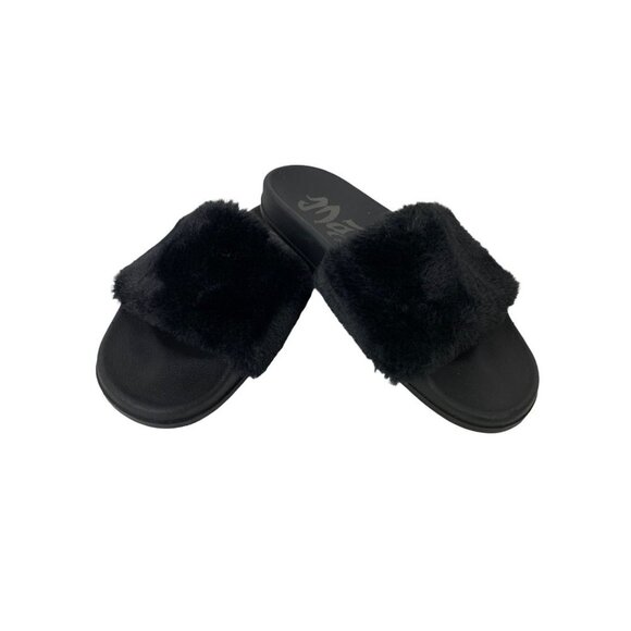 MadPole Shoes - MadPole Women's Black Fuzzy Slides